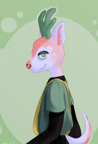 a painting of a deer anthro