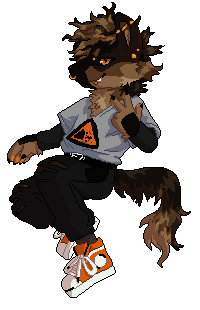 floating transparent pixel of a demon boy